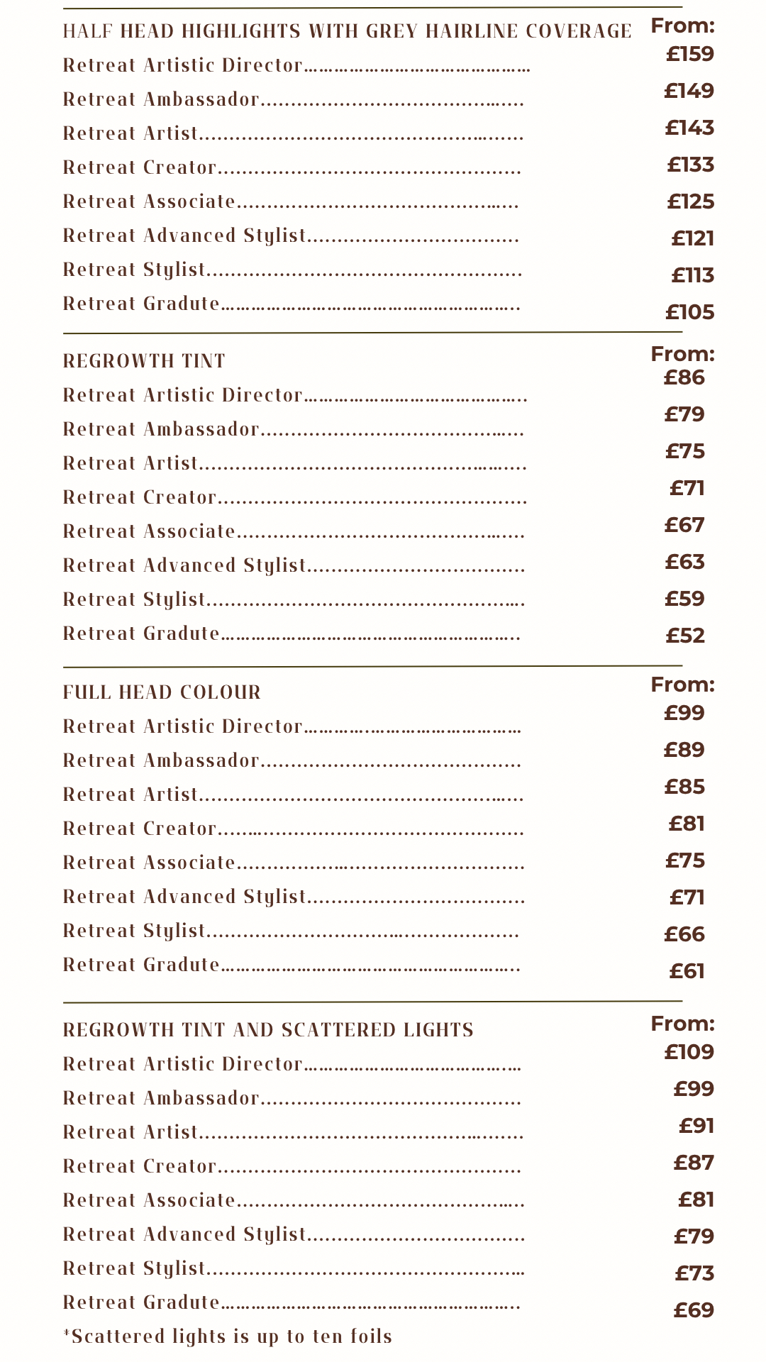 hair Price List 2 hair Price List 2